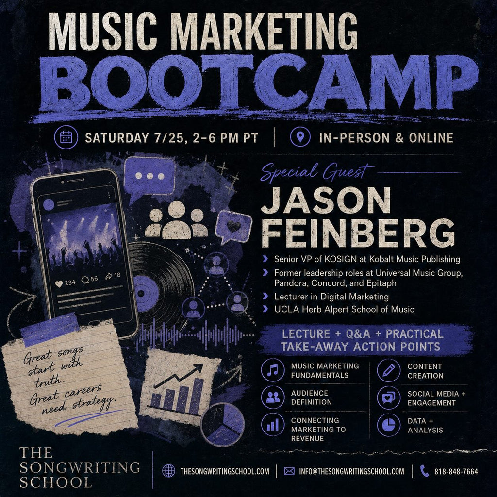 MUSIC MARKETING BOOTCAMP, with Jason Feinberg (Kobalt Music, Lecturer at UCLA in Digital Marketing) - Saturday 7/25, 2-6pm PT, In-Person and Online