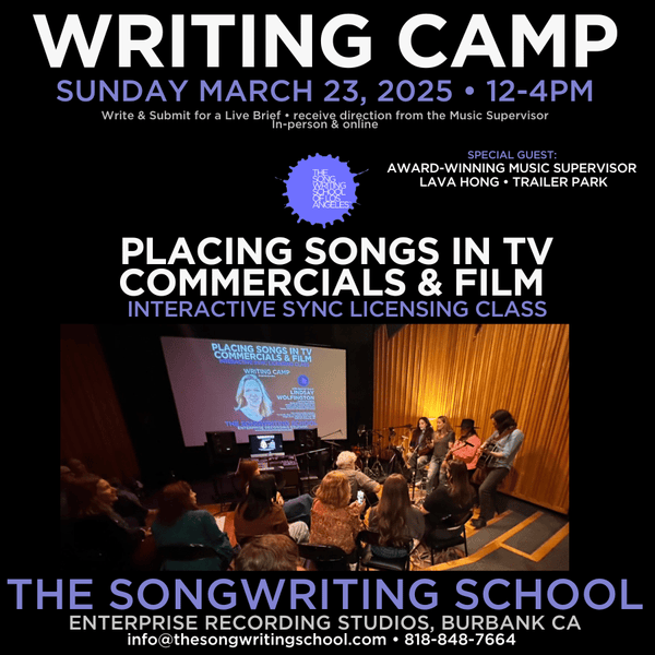 The Next Weekend Writing Camp: Sunday 3/23/25, 12-4pm PT At Historic Enterprise Recording Studios!