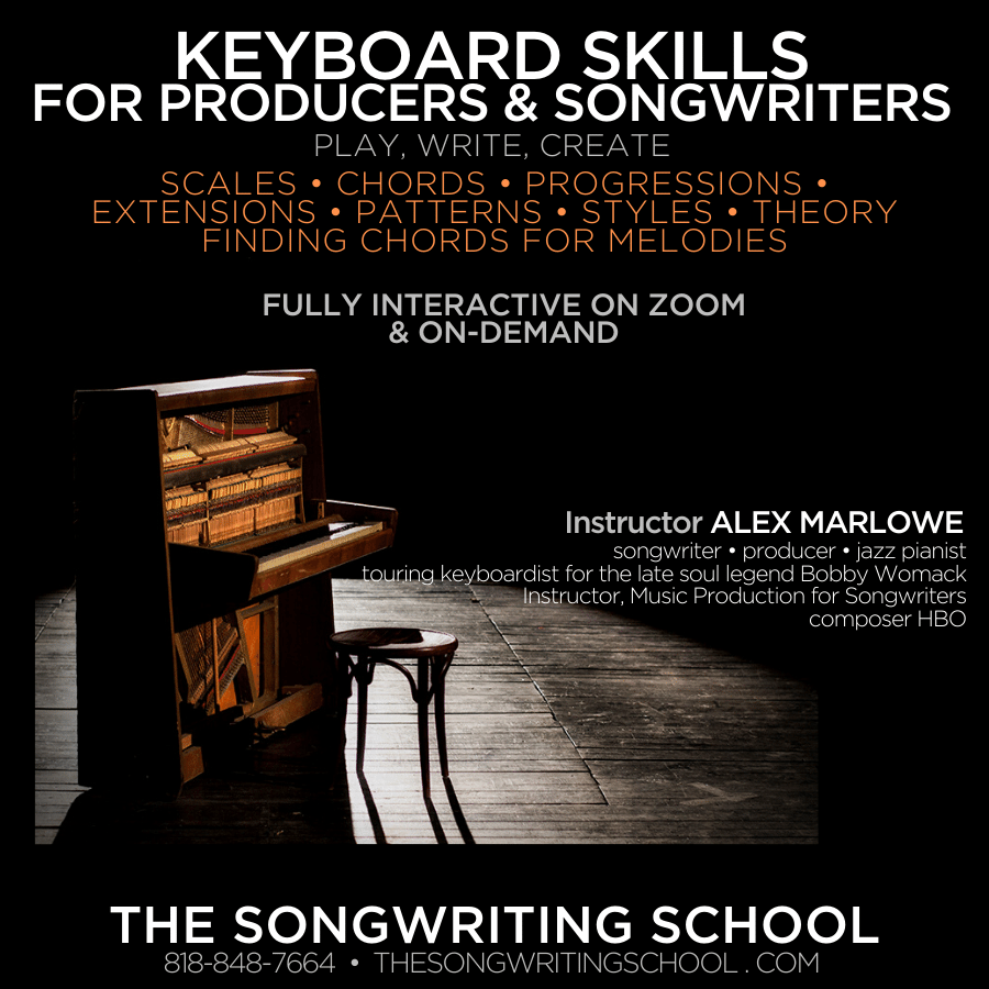 Keyboard Skills for Producers and Songwriters - LEVEL 1 & LEVEL 2 SPRING 2025 TUESDAYS Starting 3/25/25 (Option for L1 on-demand, L2 live!)