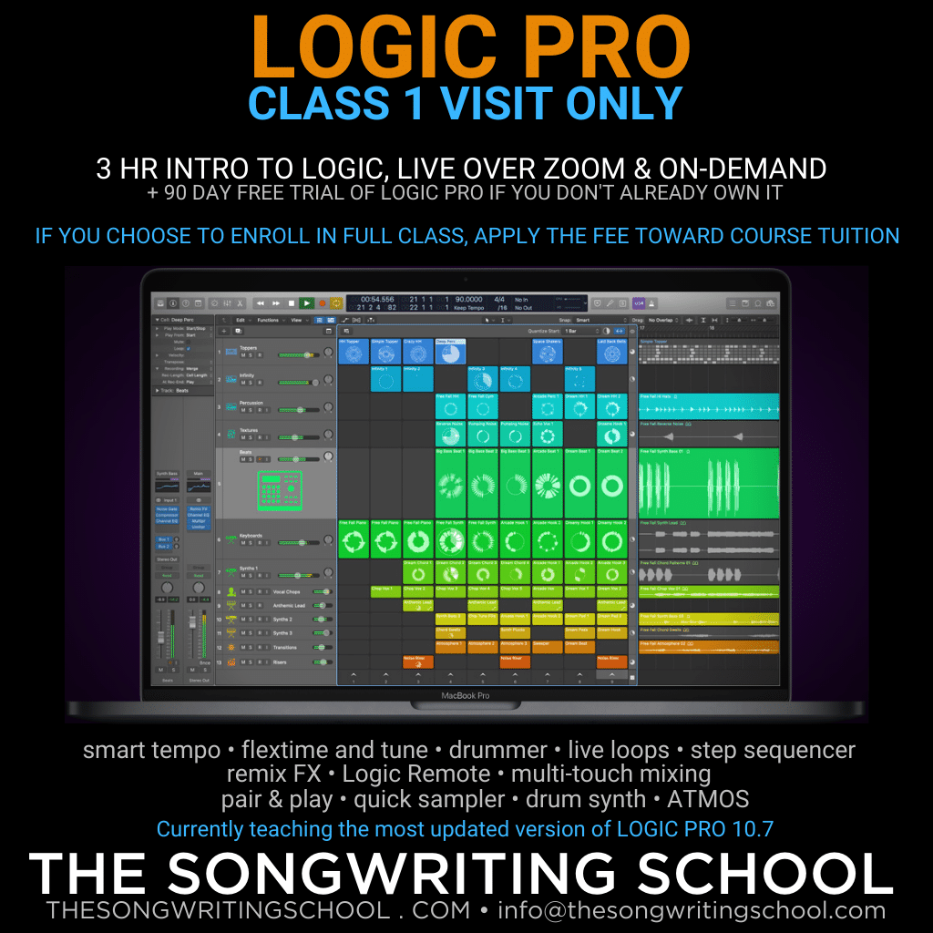 LOGIC PRO: Class Single Visit, On-Demand (Includes Free 90-Day Trial of Logic Pro)