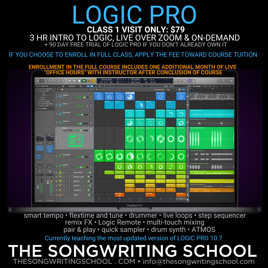 LOGIC PRO: Class Single Visit, On-Demand (Includes Free 90-Day Trial of Logic Pro)